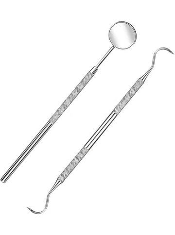2 Pcs Professional Dental Mouth Inspection Mirror with Sickle Scaler